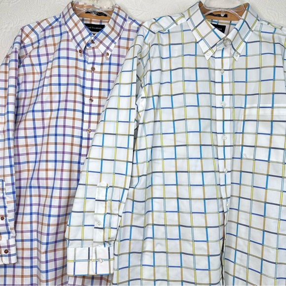 Paul Fredrick Lot of 2 Plaid Check Multicolor Shirts